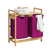 Wäschekorb | Bambus | Violett | 2x30L | Wäschesammler | Wäschesortierer